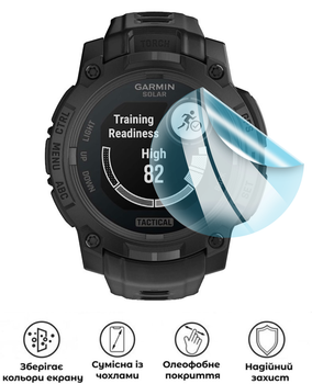 Защитная гидрогелевая глянцевая пленка Grade B на экран часов Garmin Instinct 3 Tactical Solar 50mm