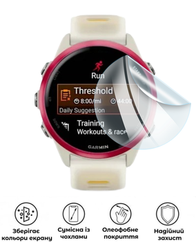 Защитная полиуретановая глянцевая пленка Medium Armor на экран часов Garmin Forerunner 570 (42mm)