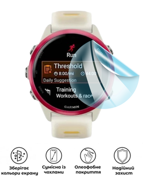Защитная гидрогелевая глянцевая пленка Grade D на экран часов Garmin Forerunner 570 (42mm)