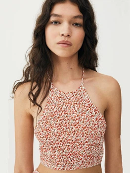 Топ Pull & Bear S бело красный цветы 250817152508
