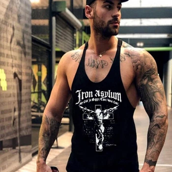 Майка мужская для тренировок с узкими бретелями Iron Asylum черная M