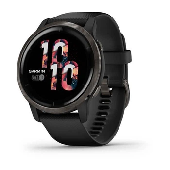 Смарт-годинник Garmin Venu 2 Slate with Black Leather Band (010-02430-21)