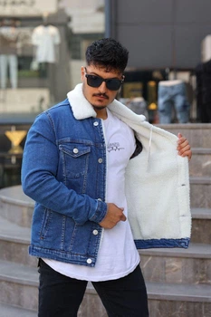 Куртка мужская джинсовая на меху Denim темно-синяя М