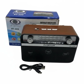 Акумуляторний радіоприймач Everton RT-309 FM/AM/SW/Bluetooth/USB з ліхтариком