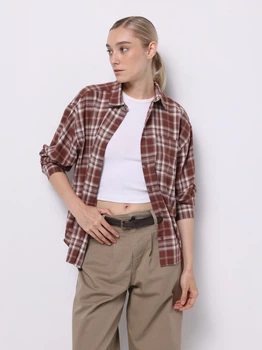 Рубашка женская Colin's CL1070371BRW XS-S Brown в клетку (8684112819204)