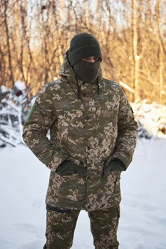 Зимовий чоловічий бушлат фліс синтепон Піксель L Intruder комір-стійка з флісовою підкладкою