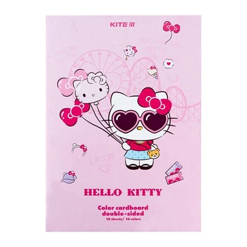 Цветной картон Kite Hello Kitty "Котенок Китти" А4 190 г/м2 двусторонний 10 цветов 10 листов (HK24-255)
