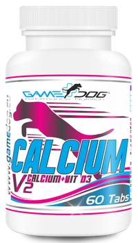 Харчова добавка Game Dog Calcium+D3 V2 Підтримка росту та міцності скелета у собак 60 пігулок (5904730806428)