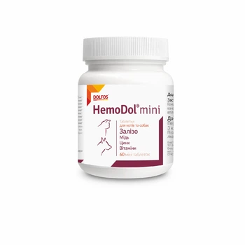 Витаминно-минеральная кормовая добавка Dolfos HemoDol для собак mini мелких пород для улучшения кровообразования 60 т 345-60