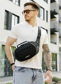 Сумка через плече бананка Sambag Flex чорна тканева