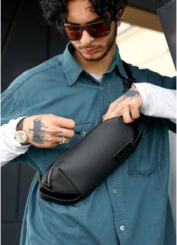 Сумка через плече бананка Sambag Holster MSH чорна з перфорацією W