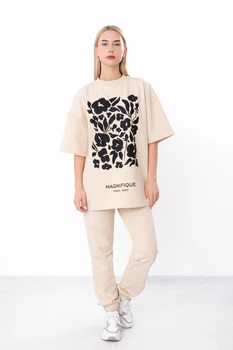 Комплект жіночий (футболка+штани) Носи своє 50 Бежевий (p-17491-204906)