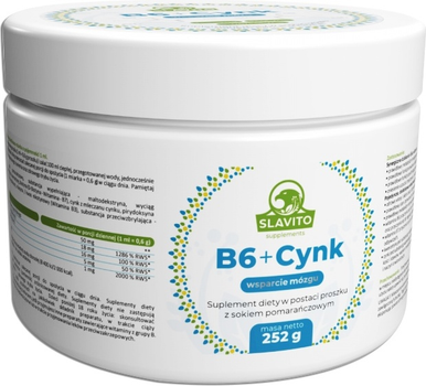 Suplement diety Slavito B6 + Cynk w proszku z sokiem pomarańczowym 252 g (5900588007024)
