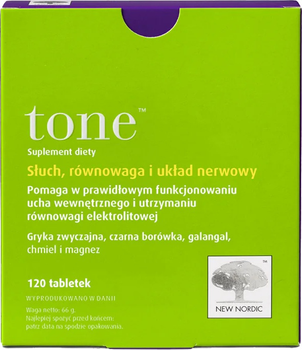 Suplement diety New Nordic Tone Słuch, równowaga i układ nerwowy 120 tabletek (5021807486328)