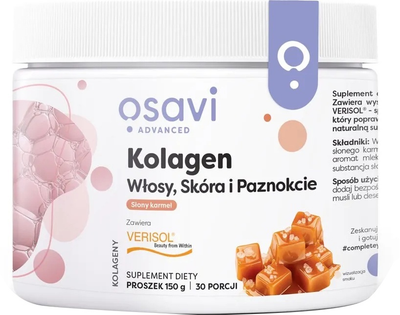Suplement diety Osavi Kolagen Włosy, Skóra i Paznokcie Słony karmel 150 g (5904139923856)