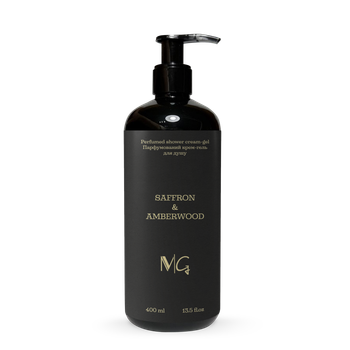 Крем-гель парфюмированный для душа с алоэ вера и маслом авокадо MG Nail Saffron Amberwood 400 мл