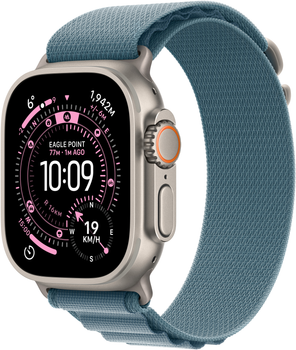 Smartwatch Apple Watch Ultra 3 GPS + Cellular 49mm Natural Titanium Case with Blue/Bright Blue Trail Loop - S/M (APL_MEWR4)