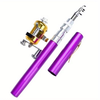Міні-вудка складана у вигляді ручки з котушкою Fishing Rod Pen 97 см Фіолетовий (2879)