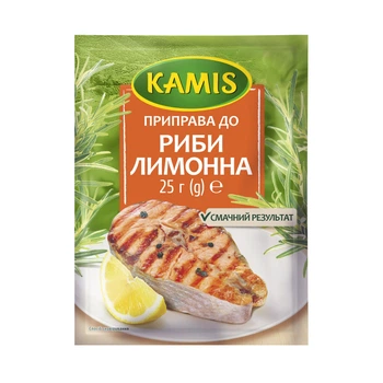 Приправа до риби лимонна 25г Kamis(5900084242264)