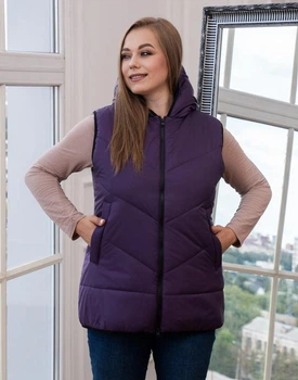 Жіночий теплий жилет з капюшоном подовжений MODA 00125 52 Фіолетовий ( M - 00125/3 E )