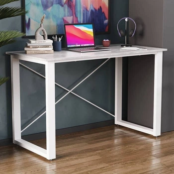 Письмовий стіл Ferrum-decor Драйв 750x1200x700 Білий метал ДСП Бетон 16 мм (FRD-103191)