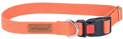 Obroża regulowana Amiplay Cotton z blokadą M Pomarańczowa (5907563232099)