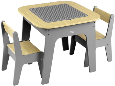 Zestaw mebli Milly Mally Olaf Blocks - Stolik i dwa krzesełka Dark Grey (6091) (5901761127263)