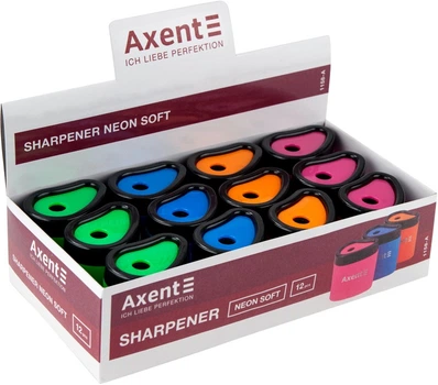 Набір точилок для олівців Axent Neon soft з контейнером асорті кольорів х 12 шт (1158-A)