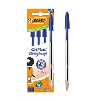 Комплект ручок BIC Cristal синие 0.4мм 4шт в упаковке (bc516332)