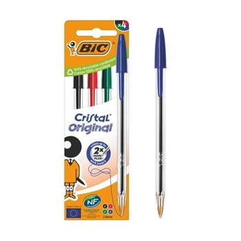 Комплект ручек BIC Cristal ассорти 4шт в упаковке (bc516834)