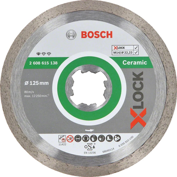 Tarcza diamentowa Bosch Standard for Ceramic z mocowaniem X-LOCK 125 mm (2608615138)