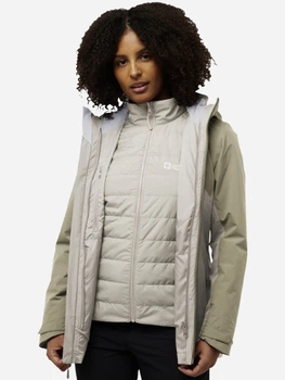 Куртка демісезонна подовжена з капюшоном жіноча Jack Wolfskin Hunberg 3In1 Jkt W A62510-A0056 M Бежева (4064886513142)