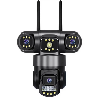 Вулична поворотна 4G камера відеоспостереження на сім-карті V380PRO на три лінзи 12MP