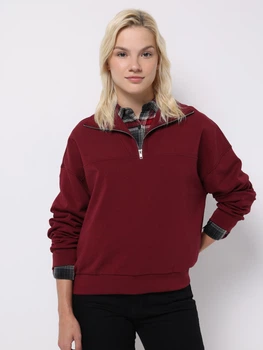 Толстовка на молнии без капюшона женская Colin's CL1076443BRD L Bordeaux (8684112841694)