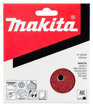 Шліфувальний папір Makita K40 125 мм 10 шт (P-43533)
