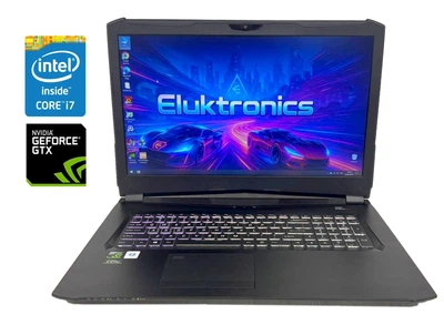 Игровой ноутбук Eluktronics 17 PA17HP6 / 17.3" (2560x1440) IPS / Intel Core i7-7700HQ (4 (8) ядра по 2.8 - 3.8 GHz) / 16 GB DDR4 / 240 GB SSD NVMe / nVidia GeForce GTX 1070, 8 GB GDDR5, 256-bit / WebCam б/у
