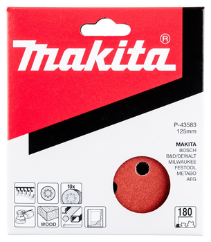 Шліфувальний папір Makita K180 125 мм 10 шт (P-43583)