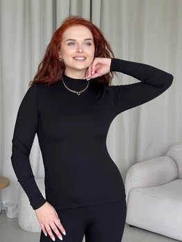 Теплий гольф у рубчик на флісі чорний Merlini Мотто 110001041 розмір L/XL