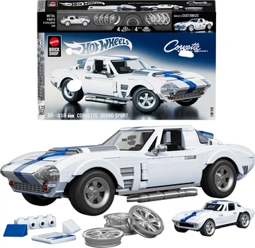 Коллекционная машинка-конструктор Mattel Brick Shop Hot Wheels Elite Corvette Grand Sport 918 деталей (JGR31)