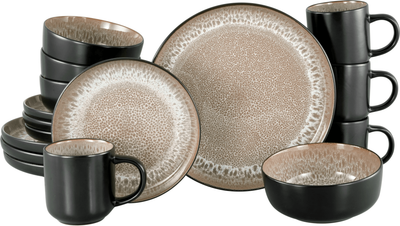 Набор столовой посуды CreaTable Nordic Fjord Beige из 16 предметов на 4 персоны керамика бежевый