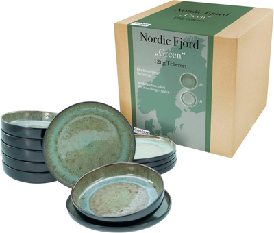 Набір столового посуду CreaTable Nordic Fjord Green із 12 предметів на 6 персон кераміка зелений