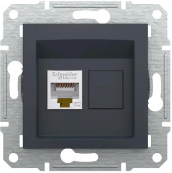 Розетка одинарна комп'ютерна RJ-45 SCHNEIDER Asfora антрацит