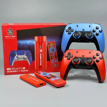 Портативная игровая консоль Android TV Stick + 2 джойстика и пульт ДУ G1 10K HDR Android 14.0 Красный 59041