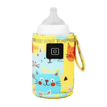 Портативний підігрівач для дитячої пляшечки Lesko AQW5G Cats Turquoise USB 3 режими