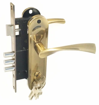 Замок врезной с ручками USK 70.012-45 Старая бронза