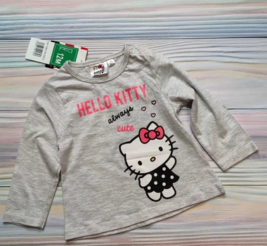 Детский лонгслив реглан для девочки с Hello Kitty Disney 80 см Серый меланж