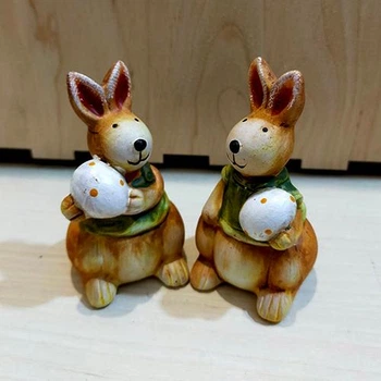Керамические фигурки Sakura Зайцы с Пасхальными яйцами Набор 2 шт. 7.5 см