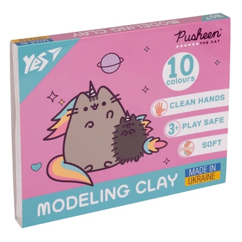 Пластилин YES, 10 цветов, 200 г., Pusheen, (540663)
