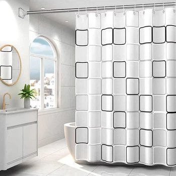 Шторка у ванну ширма для душової Geometric Squares 180*200 см