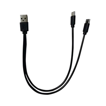 Кабель спліттер USB - 2 Type-C для зарядки та живлення 2A 20см Чорний ( код: A2C-02mB )